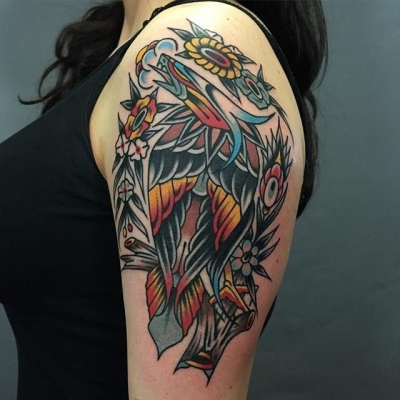Traditional Eagle Tattoo 036