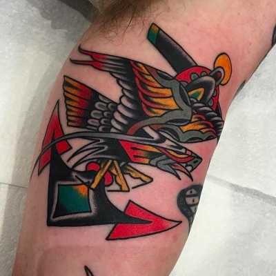 Traditional Eagle Tattoo 058